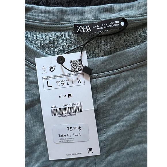 ZARA CROP grey green color. Brand New - Picture 2 of 3